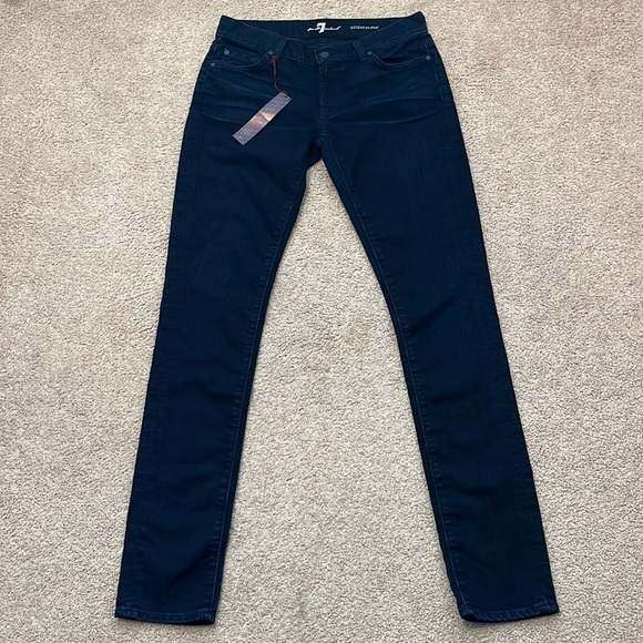 7 For All Mankind Dark Blue Straight Leg Jeans - Picture 1 of 7